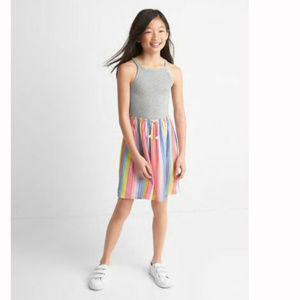 Gap Kids NWT Gray Rainbow Stripe Cami Sun Dress